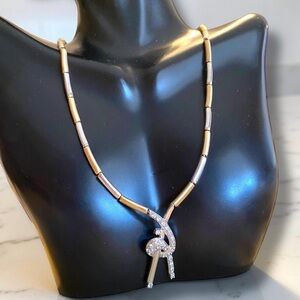GORGEOUS 14k Two-Tone Gold 16” Fancy Collar Pendant Chain Necklace!